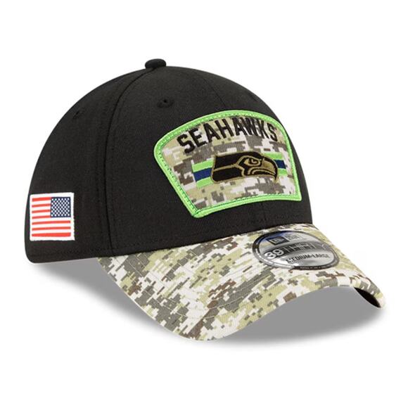 New Seahawks Men's New Era 2021 Salute To Service 39THIRTY Flex Hat M/L - Picture 1 of 9